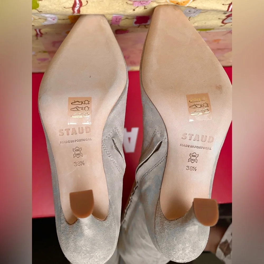 STAUD Cami Over The Knee Suede Stiletto Heel Boots Taupe Size EU 38.5 = 8.5 NIB